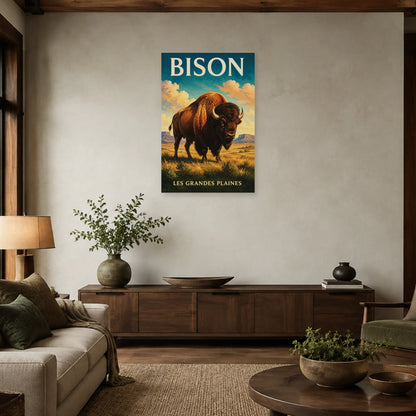 Affiche Bison, les grandes plaines dans un salon - Art Virtuoso