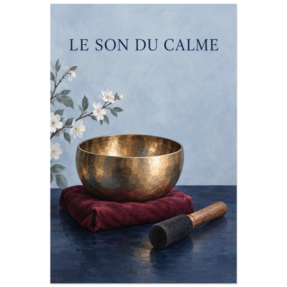 Nature morte de bol chantant sur fond bleu poudré, visuel 60 × 90 cm