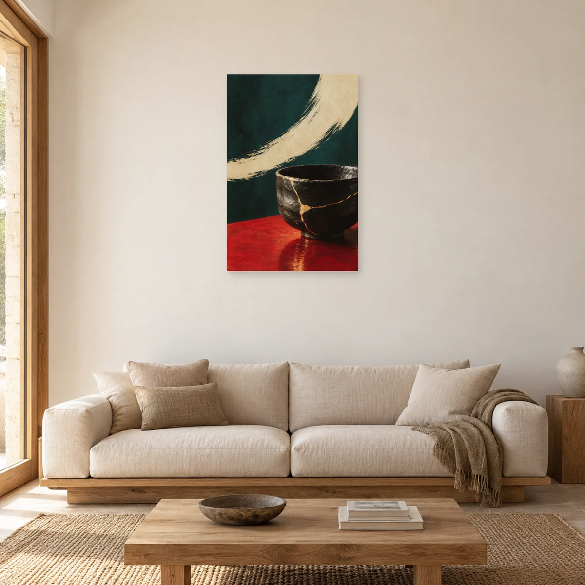 Affiche Kintsugi - Lignes d'or dans un salon - Art Virtuoso