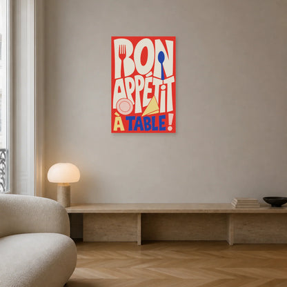 Affiche Bon Appétit – À Table ! dans un salon - Art Virtuoso