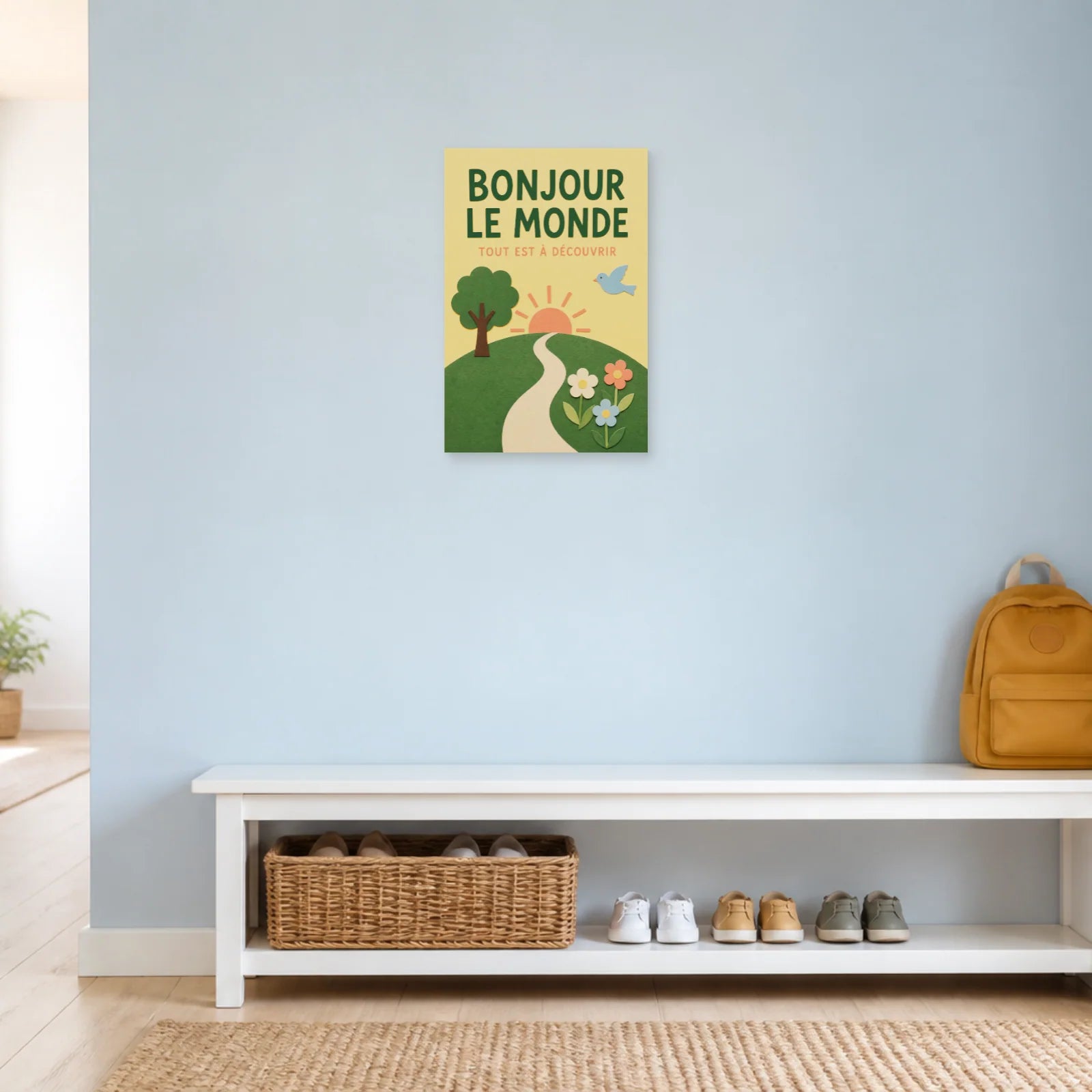 Affiche Bonjour le Monde – Tout Est à Découvrir dans une entrée ou un couloir - Art Virtuoso