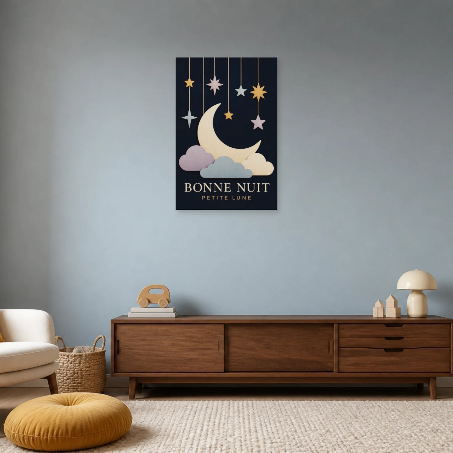 Affiche Bonne Nuit – Petite Lune dans un salon - Art Virtuoso