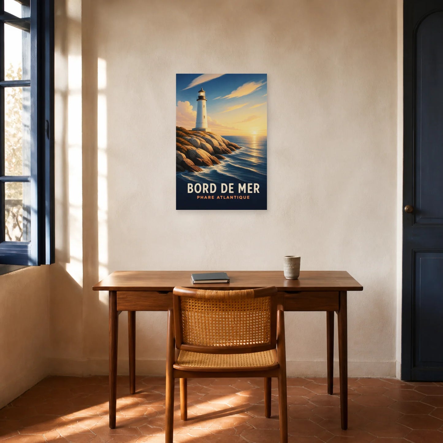 Affiche Bord de Mer – Phare Atlantique dans un bureau - Art Virtuoso