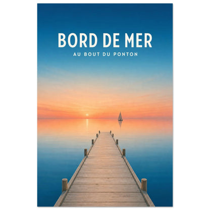 Affiche Bord de Mer – Au Bout du Ponton, gouache contemporaine verticale, format 40 × 60 cm