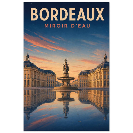 Affiche Bordeaux – Miroir d'Eau, illustration verticale illustration art déco, format 30 × 45 cm