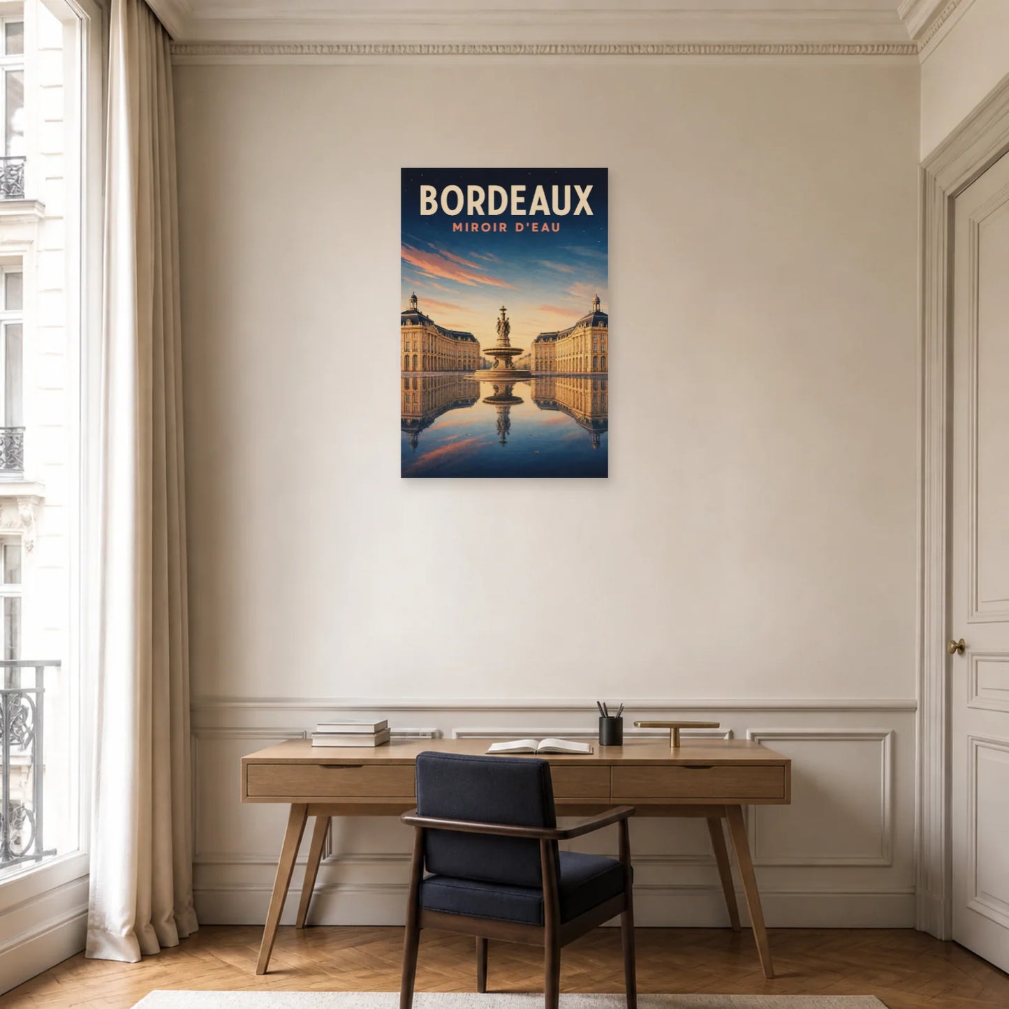 Affiche Bordeaux – Miroir d'Eau dans un bureau - Art Virtuoso