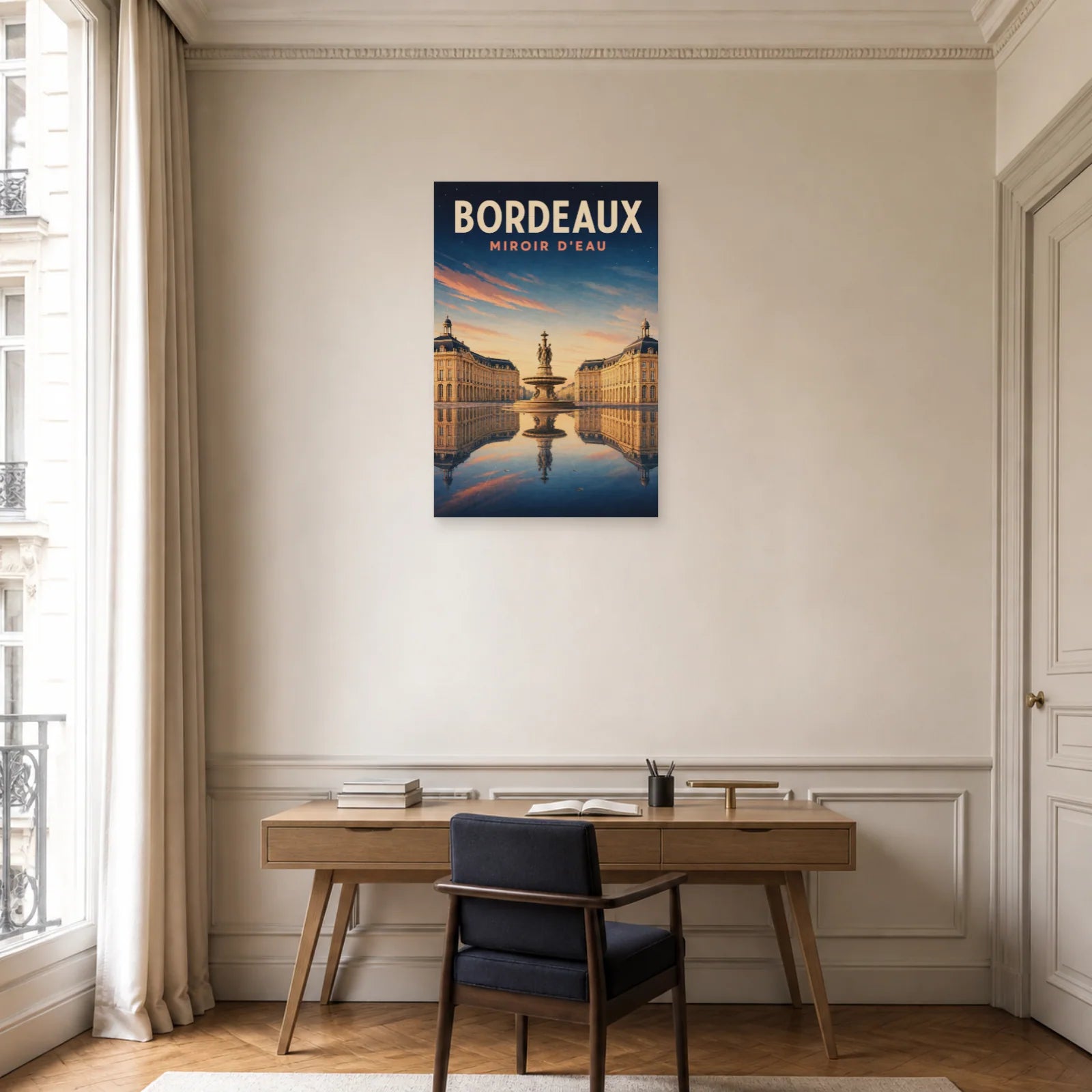 Affiche Bordeaux – Miroir d'Eau dans un bureau - Art Virtuoso