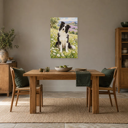 Affiche Border collie - Prairie de lumière dans une salle à manger - Art Virtuoso