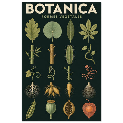 Affiche Botanica – Formes Végétales, gouache contemporaine verticale, format 30 × 45 cm