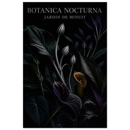 Affiche Botanica Nocturna – Jardin de Minuit, illustration éditoriale verticale, format 60 × 90 cm