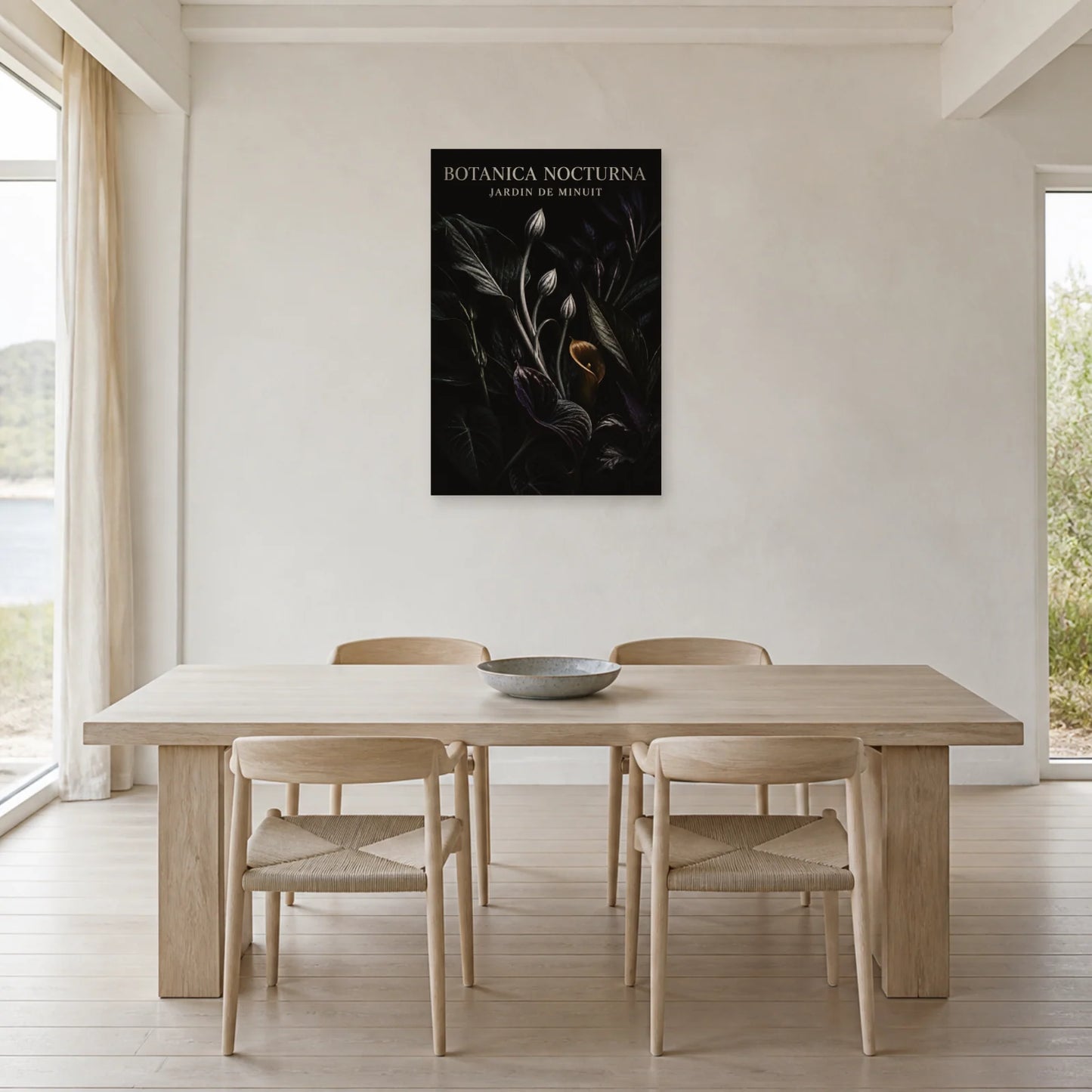 Affiche Botanica Nocturna – Jardin de Minuit dans une salle à manger - Art Virtuoso
