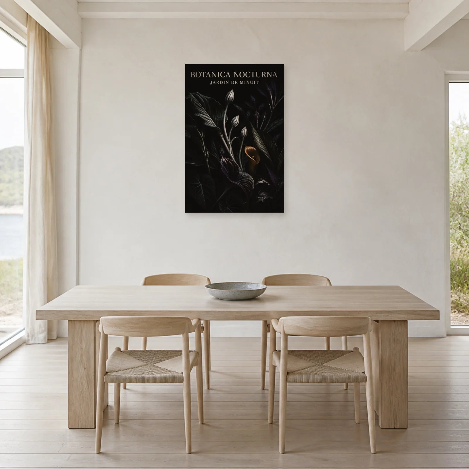 Affiche Botanica Nocturna – Jardin de Minuit dans une salle à manger - Art Virtuoso