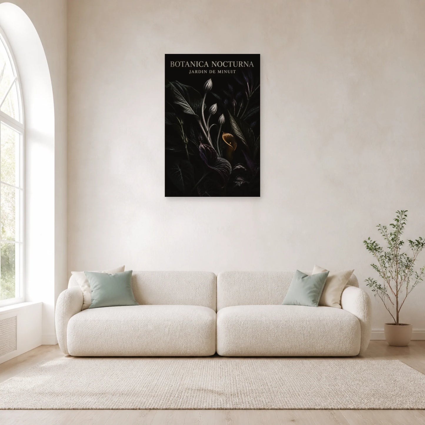 Affiche Botanica Nocturna – Jardin de Minuit dans un salon - Art Virtuoso