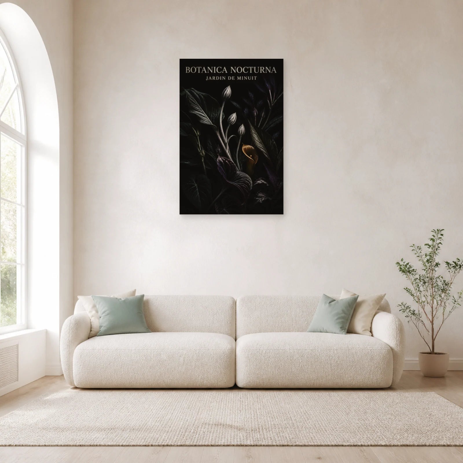 Affiche Botanica Nocturna – Jardin de Minuit dans un salon - Art Virtuoso