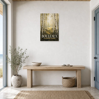 Affiche Bouleaux – Clairière Dorée dans une entrée ou un couloir - Art Virtuoso