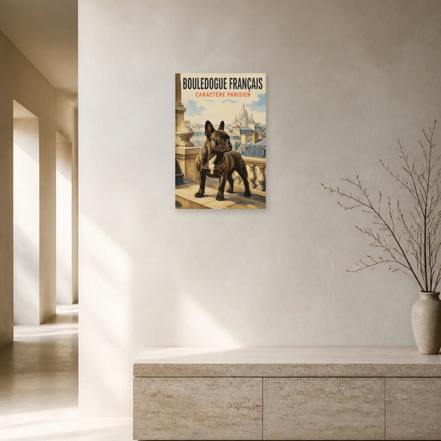 Affiche Bouledogue Français – Caractère Parisien dans un bureau - Art Virtuoso