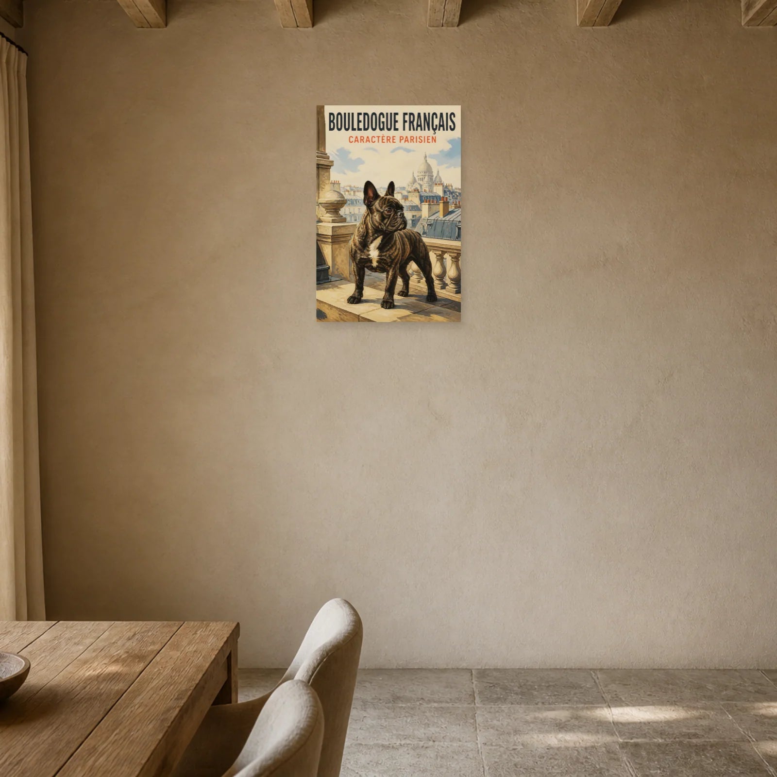 Affiche Bouledogue Français – Caractère Parisien dans une entrée ou un couloir - Art Virtuoso