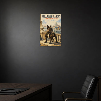 Affiche Bouledogue Français – Caractère Parisien dans une salle à manger - Art Virtuoso