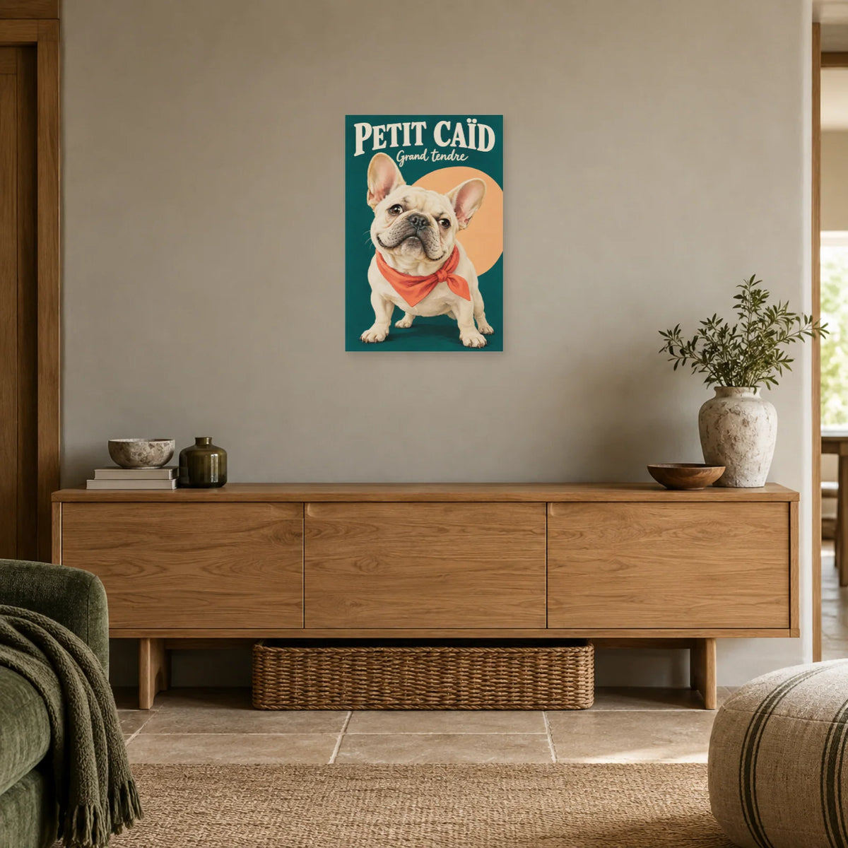 Affiche Bouledogue français - Petit caïd dans une entrée ou un couloir - Art Virtuoso