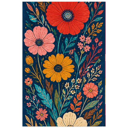 Corolles multicolores et tiges fines, affiche 40 × 60 cm