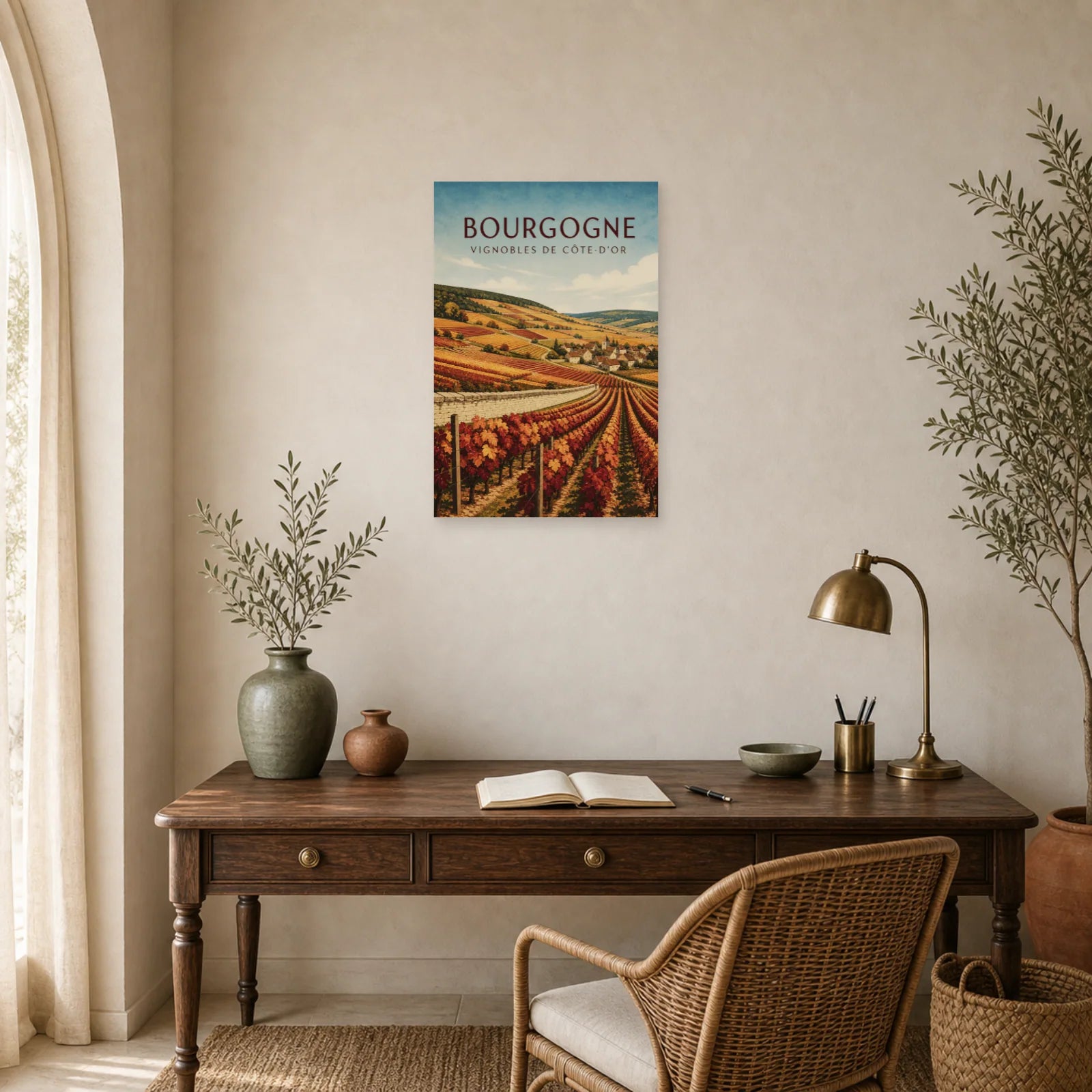 Affiche Bourgogne – Vignobles de la Côte-d’Or dans un bureau - Art Virtuoso