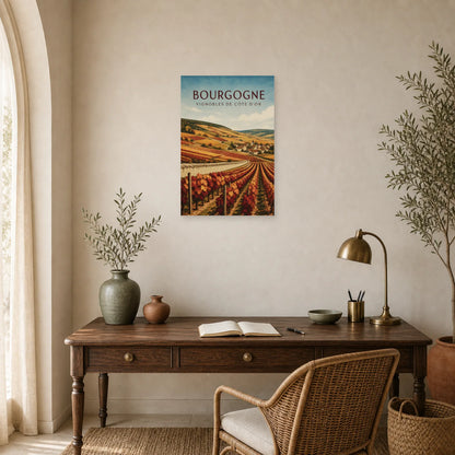 Affiche Bourgogne – Vignobles de la Côte-d’Or dans un bureau - Art Virtuoso