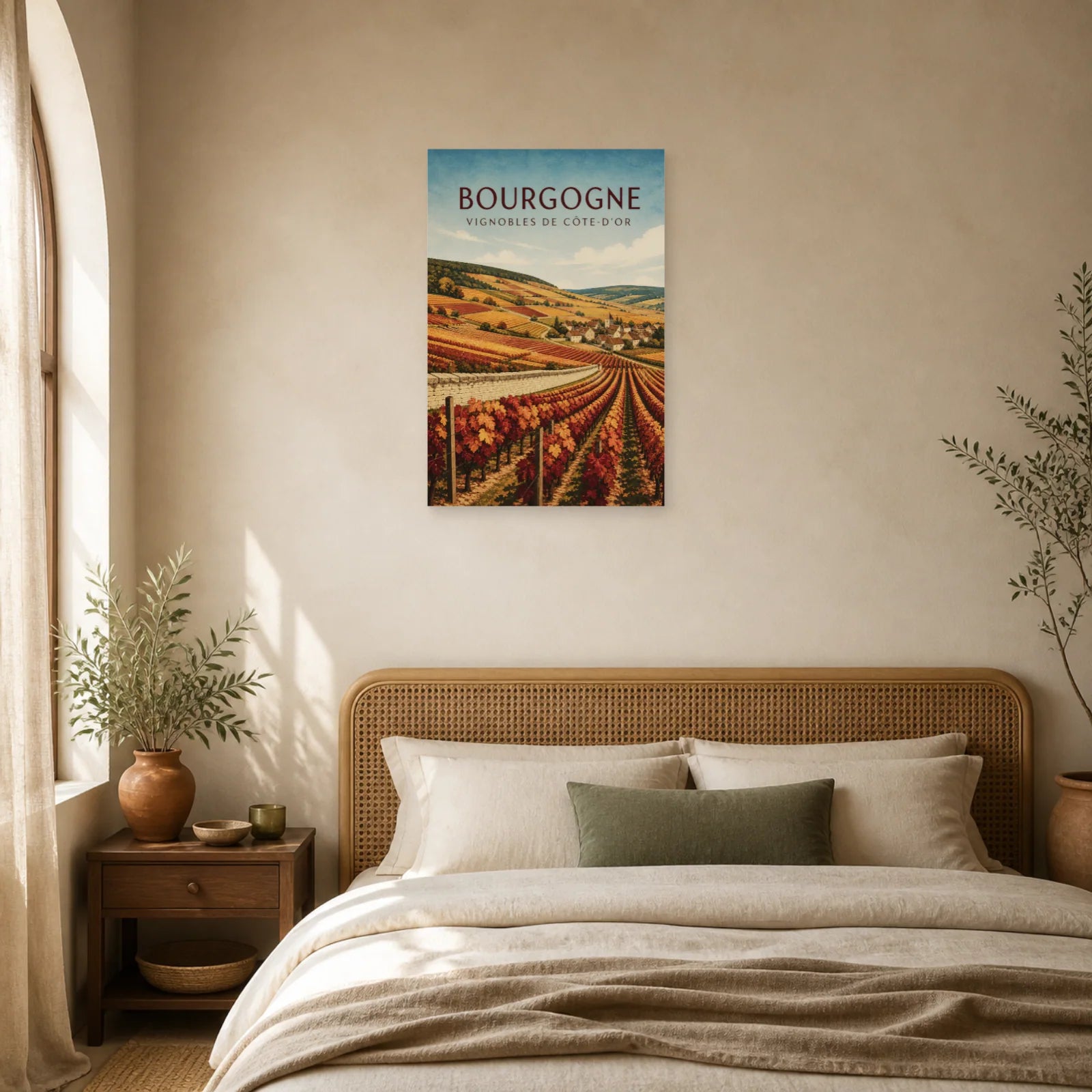 Affiche Bourgogne – Vignobles de la Côte-d’Or dans une chambre - Art Virtuoso