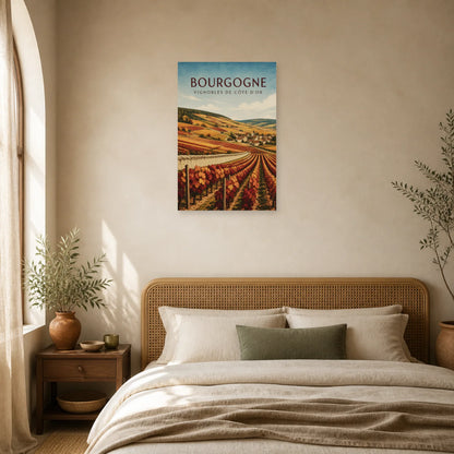Affiche Bourgogne – Vignobles de la Côte-d’Or dans une chambre - Art Virtuoso