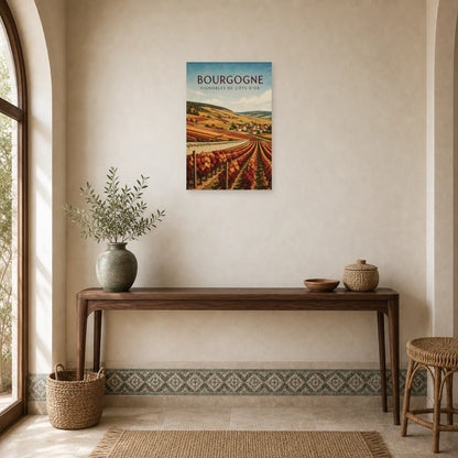 Affiche Bourgogne – Vignobles de la Côte-d’Or dans une entrée ou un couloir - Art Virtuoso