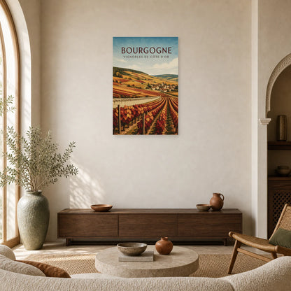 Affiche Bourgogne – Vignobles de la Côte-d’Or dans un salon - Art Virtuoso