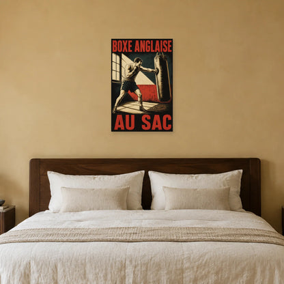 Affiche Boxe anglaise – Au sac dans une chambre - Art Virtuoso