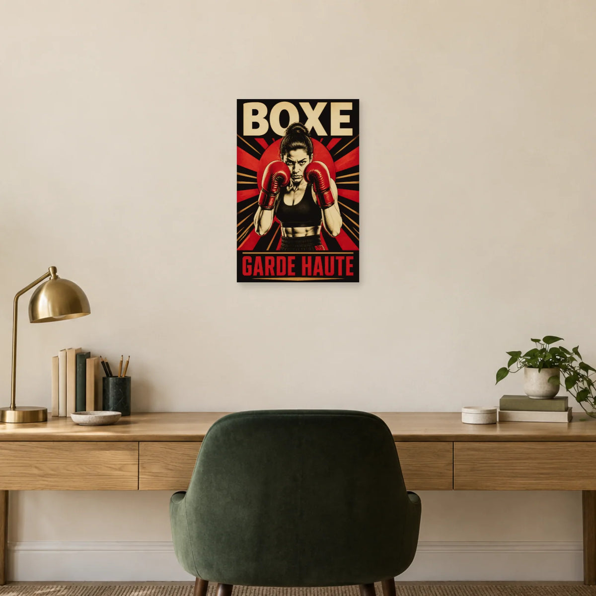 Affiche Boxe – Garde haute dans un bureau - Art Virtuoso