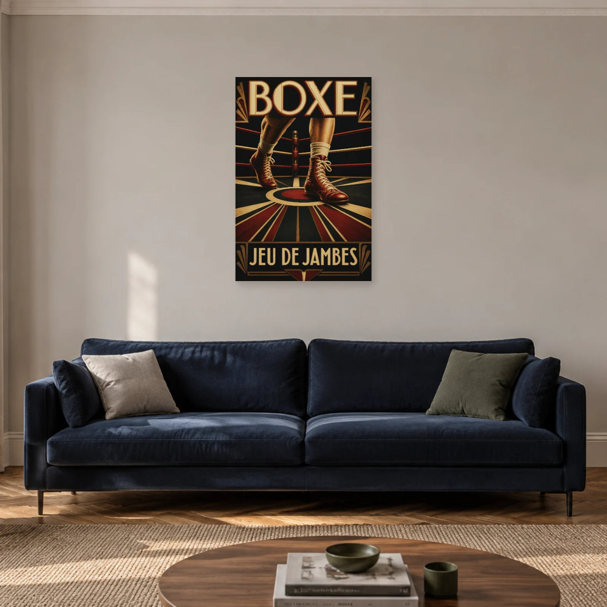 Affiche Boxe – Jeu de jambes dans un salon - Art Virtuoso