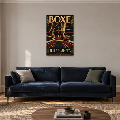 Affiche Boxe – Jeu de jambes dans un salon - Art Virtuoso