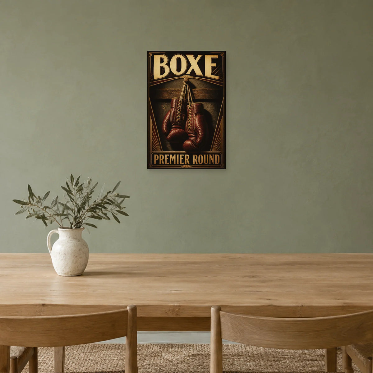 Affiche Boxe – Premier round dans une salle à manger - Art Virtuoso