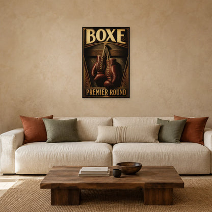 Affiche Boxe – Premier round dans un salon - Art Virtuoso