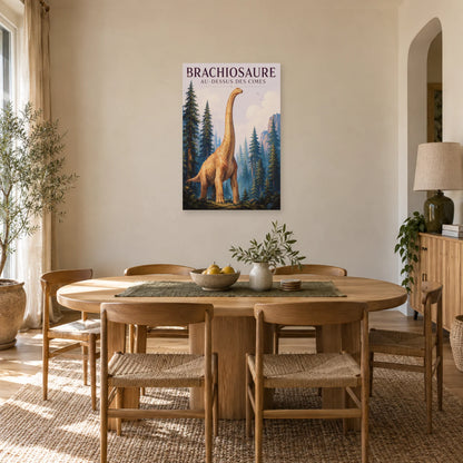 Affiche Brachiosaure - Au-dessus des cimes dans une salle à manger - Art Virtuoso