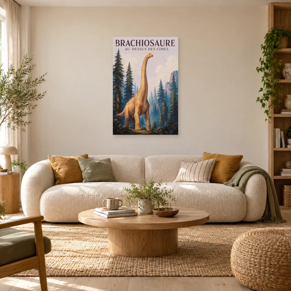Affiche Brachiosaure - Au-dessus des cimes dans un salon - Art Virtuoso