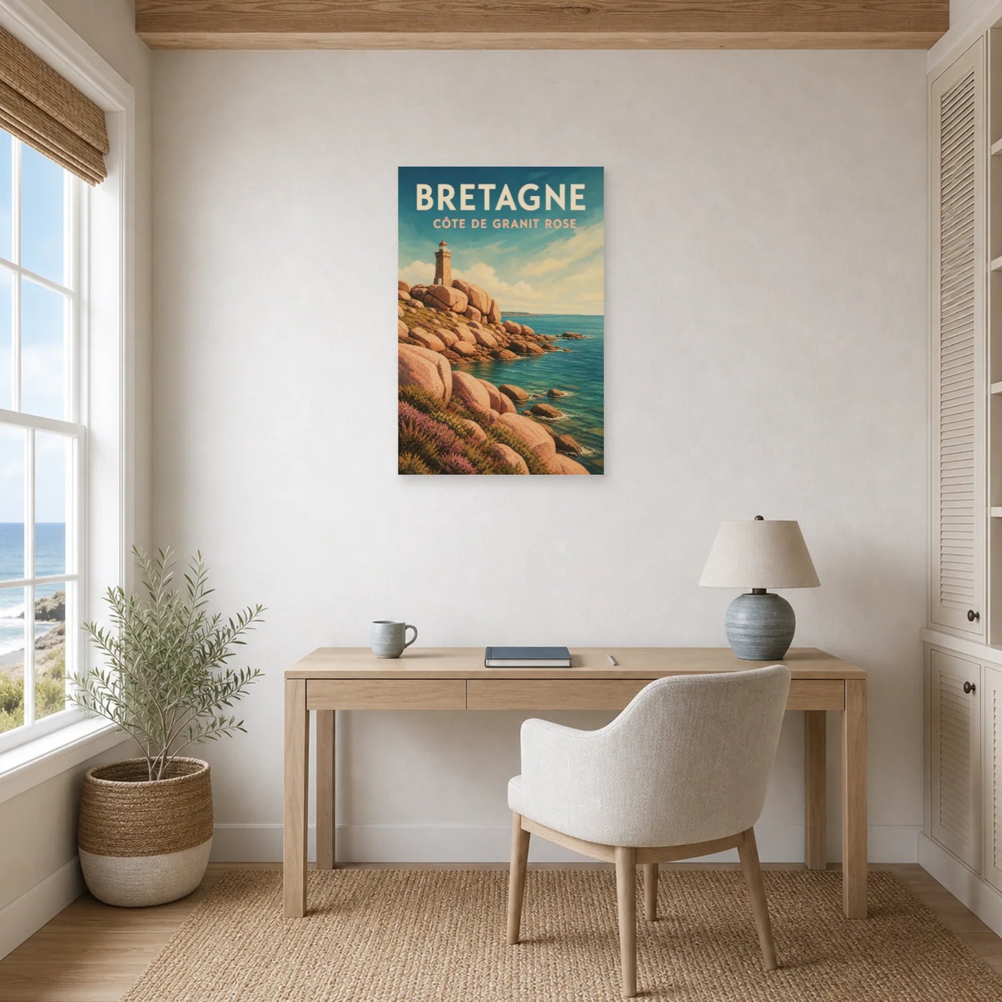 Affiche Bretagne – Côte de Granit Rose dans un bureau - Art Virtuoso
