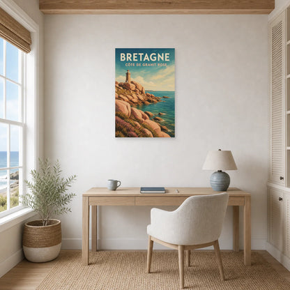 Affiche Bretagne – Côte de Granit Rose dans un bureau - Art Virtuoso