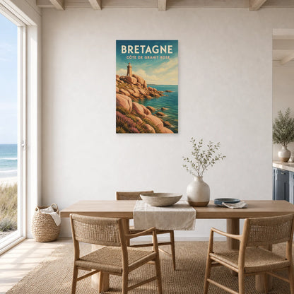Affiche Bretagne – Côte de Granit Rose dans une salle à manger - Art Virtuoso