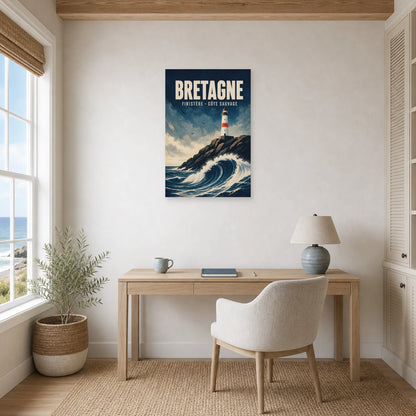 Affiche Bretagne – Finistère – Côte Sauvage dans un bureau - Art Virtuoso