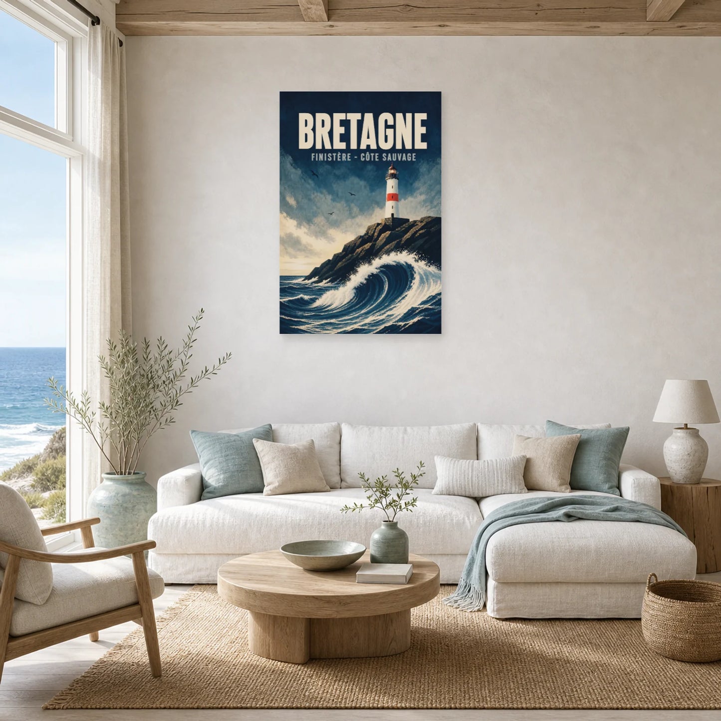 Affiche Bretagne – Finistère – Côte Sauvage dans un salon - Art Virtuoso