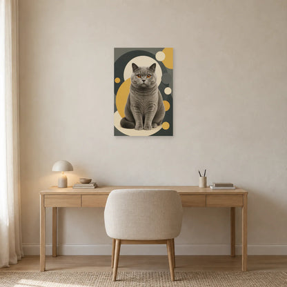 Affiche British Shorthair – Regard cuivre dans un bureau - Art Virtuoso