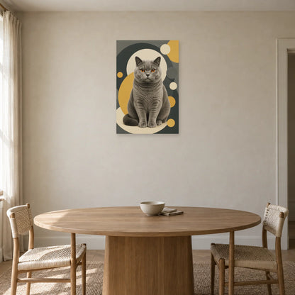 Affiche British Shorthair – Regard cuivre dans une salle à manger - Art Virtuoso