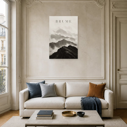 Affiche Brume – Reliefs Silencieux dans un salon - Art Virtuoso