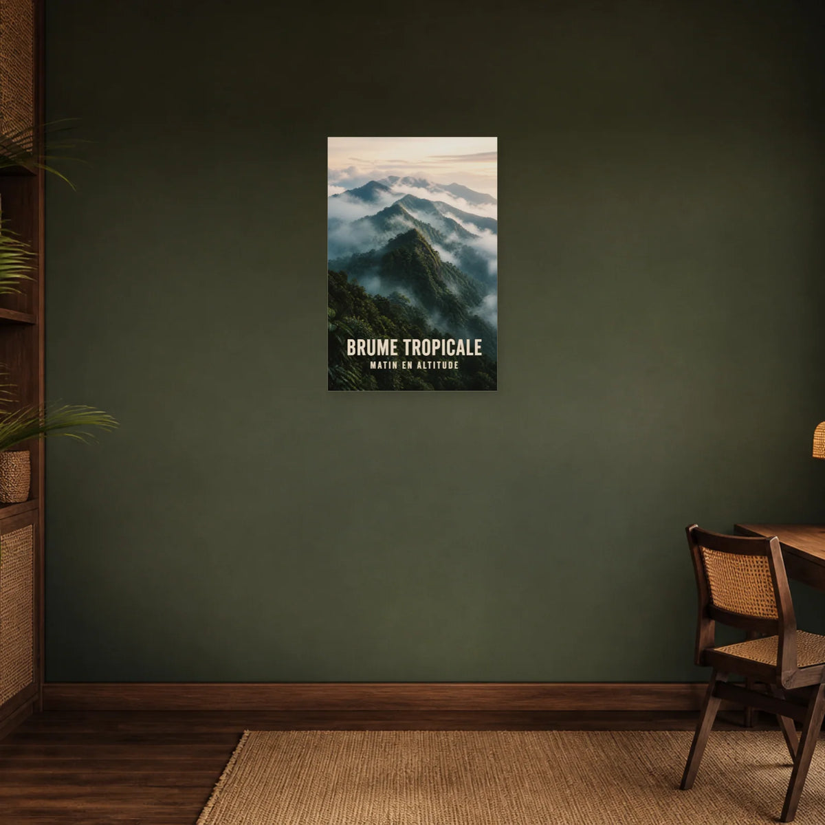 Affiche Brume tropicale – Forêt d’altitude dans un bureau - Art Virtuoso