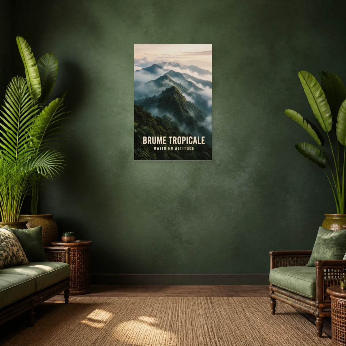 Affiche Brume tropicale – Forêt d’altitude dans un salon - Art Virtuoso