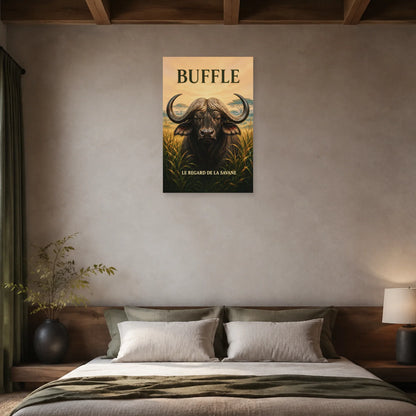 Affiche Buffle, le regard de la savane dans une chambre - Art Virtuoso