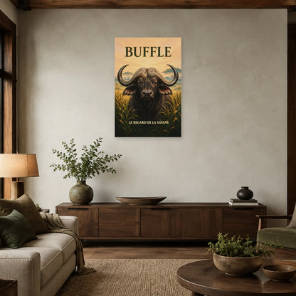 Affiche Buffle, le regard de la savane dans un salon - Art Virtuoso